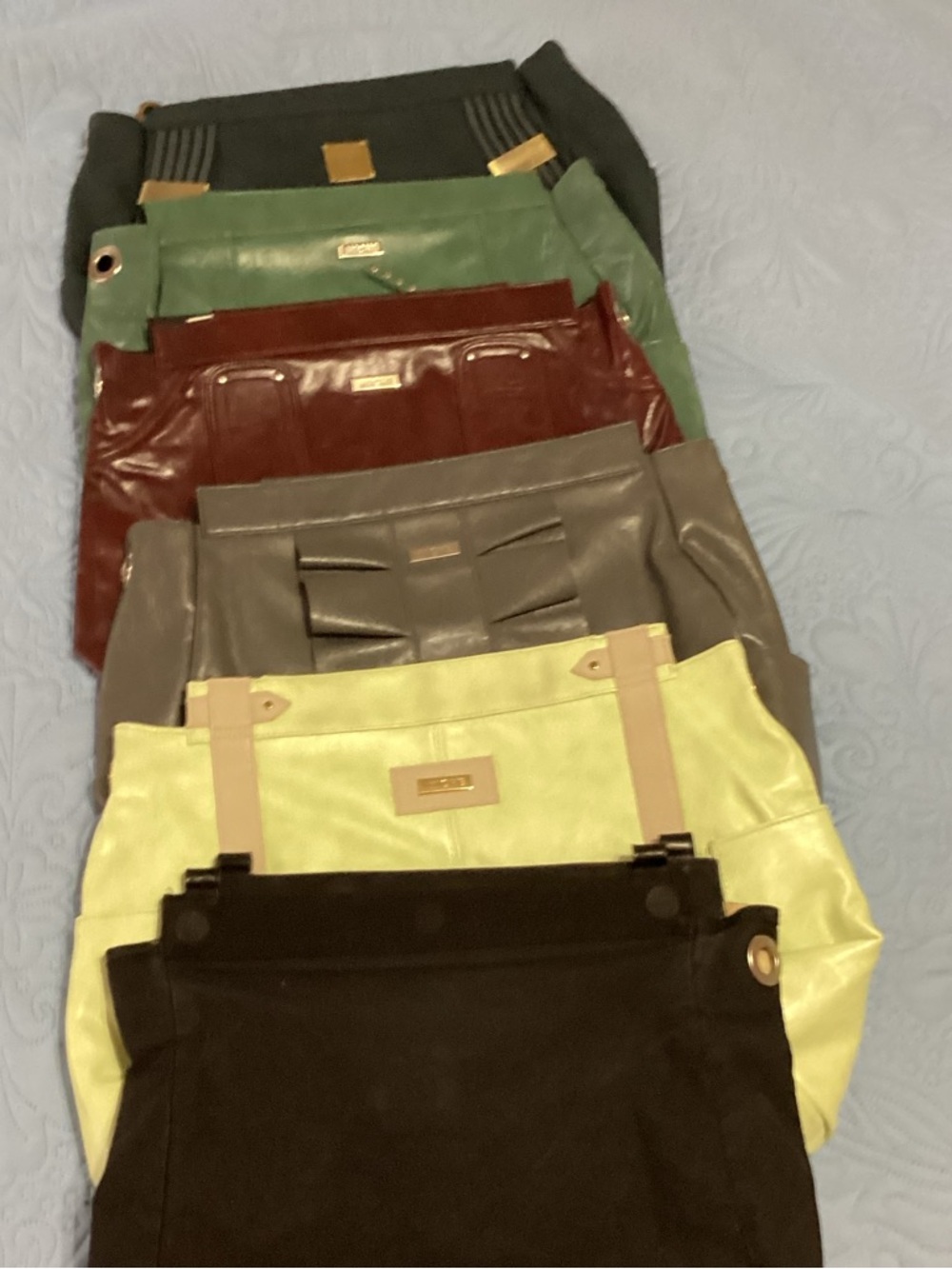 Miche Prima Shells (5), base bag, 3 pairs of handles with hardware. EUC,